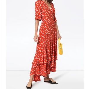 ganni red wrap dress